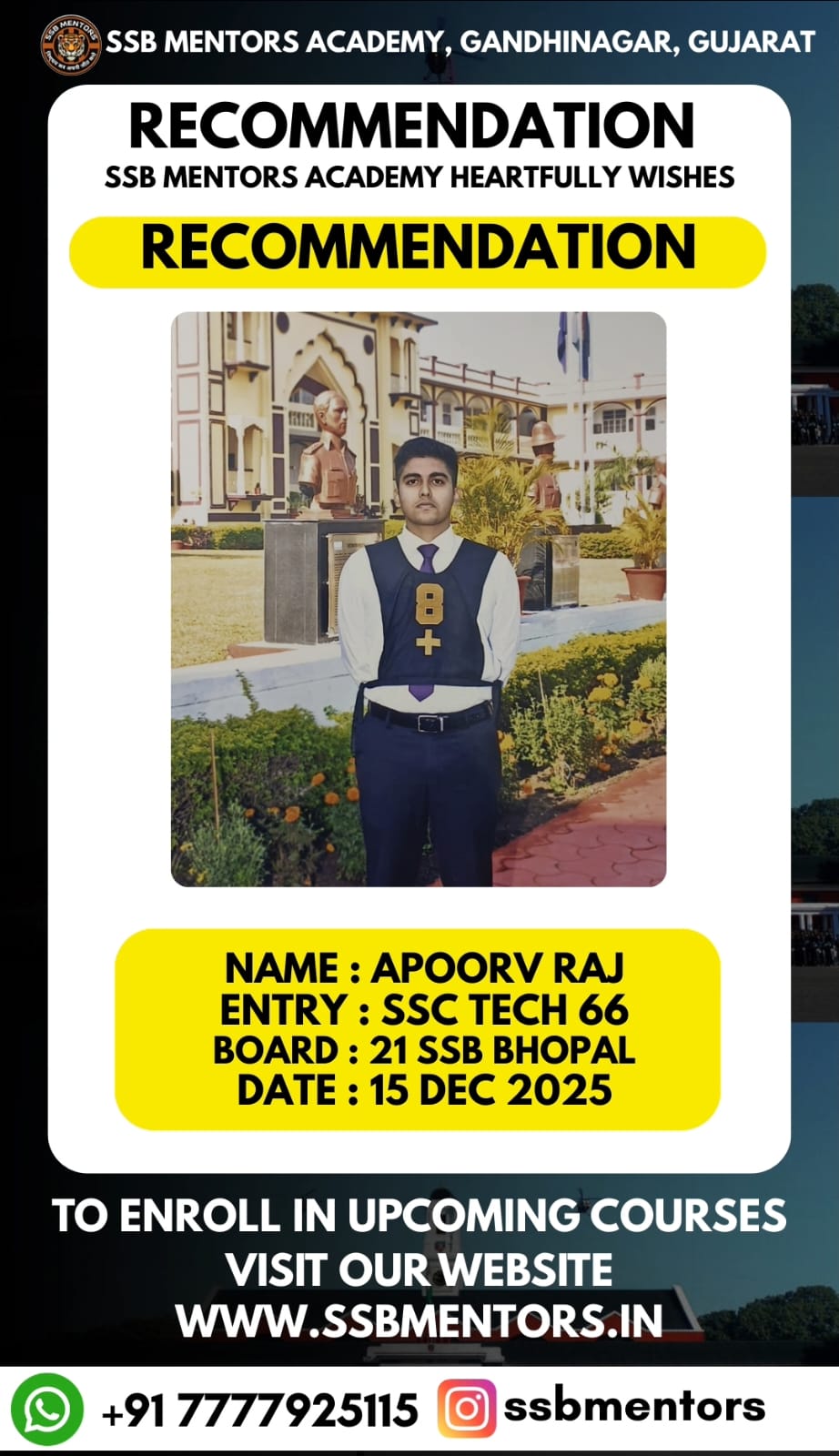 SSB Mentors training environment Gandhinagar